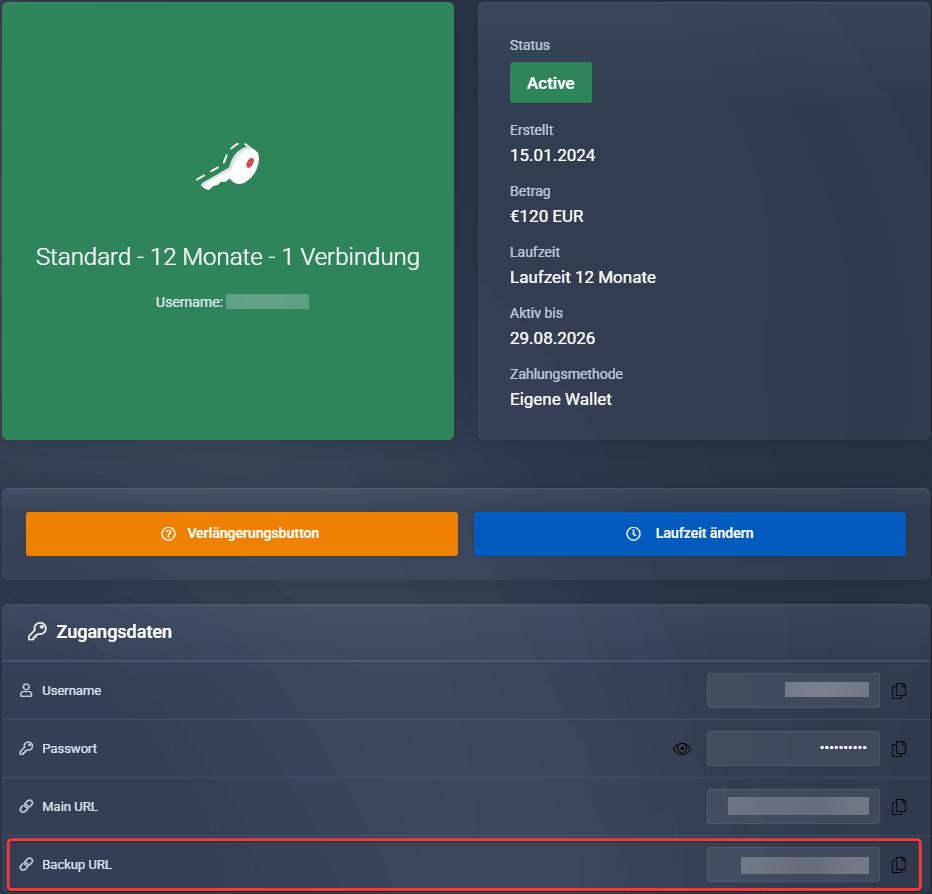 Backup URL Einrichtung Beispiel