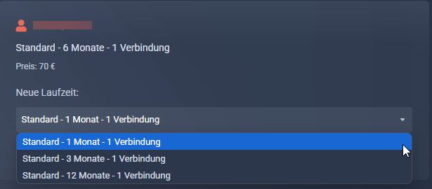Neue Laufzeit auswählen